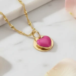 Pink Heart | Secrect Initial Necklace Custome Word