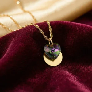 Green Heart | Secrect Initial Necklace Custome Word