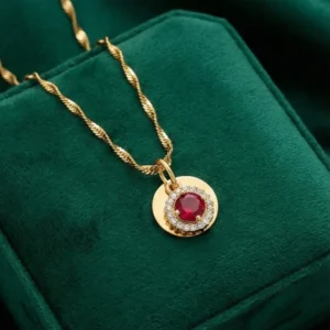 Red Circule | Secrect Initial Necklace Custome Word