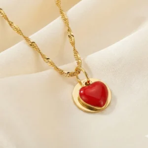 Red Heart | Secrect Initial Necklace Custome Word