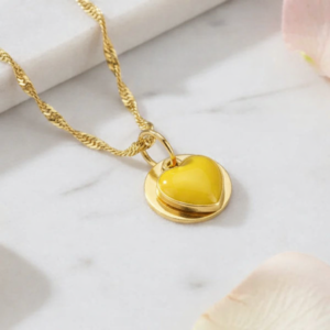 Yellow Heart | Secret Initial Necklace Custome Word